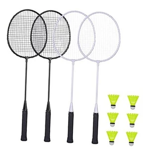 Badminton Rackets Set with 6 Shuttlecocks, Lightweight Badminton Set of 4 for - Picture 1 of 7