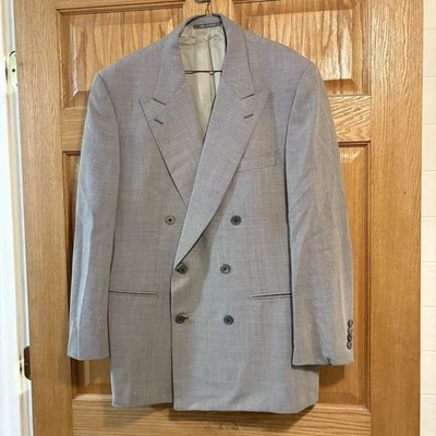 De Colección Mario Zegna Beige Clásico Doble Pecho Traje Chaqueta Abrigo 100% Lana Hombres 43R Foto 1 de 4