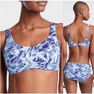 Athleta Swim Top Size 32 B / C Bondi Bra Cup Printed Purple Blue Floral Bikini - Image 1 of 4