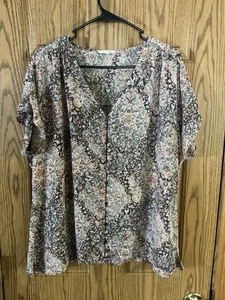 Maurices Top XL EUC Orange/Navy Floral - Picture 1 of 12