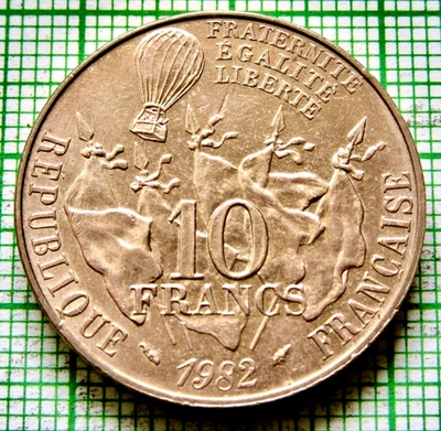 FRANCE 1982 10 FRANCS, Hot Air Baloon & LEON GAMBETTA - Politician, UNC - Image 1 of 4