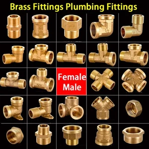 Brass Fittings Female Male Thread BSP Water Pipe Plumbing Fittings Various Types - Picture 1 of 29