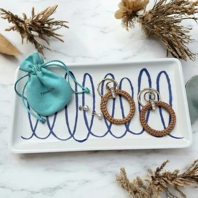 Kate Spade New York Rectangular Charlotte Street Blue Swirl Ceramic Tray 10"X5" - Image 1 of 4