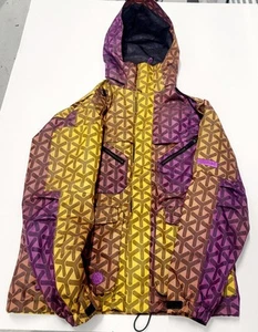 Burton Jacket Women's Medium Purple Yellow Hooded Snowboard Ski Full Zip - Picture 1 of 7