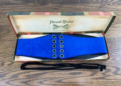 Cinturón Corsé Ancho Vintage Miss Dior Azul Terciopelo Aplastado, Nuevo Antiguo Stock Foto 1 de 4