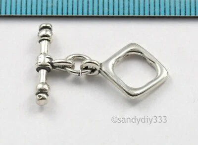 1x OXIDIZED STERLING SILVER TOGGLE PLAIN CLASP 13.5mm #384 - Image 1 of 2