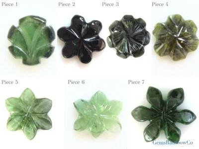 Carved Tourmaline in Flower shape, Tourmaline Carved Stone, Multi Color Floral  - Image 1 of 4