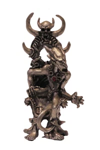 Pewter Demon sitting on throne chair - Picture 1 of 5