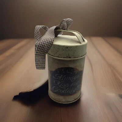 ALWAYS KISS ME GOODNIGHT RUSTIC FARMHOUSE COUNTRY TIN BOX DECOR - Image 1 of 4