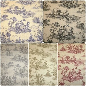 TOILE DE JOUY Cotton Curtain Cushion Upholstery Fabric in 5 COLOURS - Picture 1 of 7