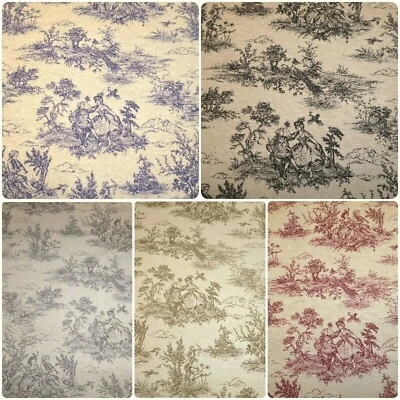 TOILE DE JOUY Fabric Cotton Curtain Cushion Upholstery in 5 COLOURS