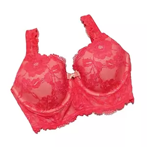 Victoria's Secret, Body by Victoria, Coral-ish Pink Floral Lace Bra, size 34DD - Picture 1 of 3