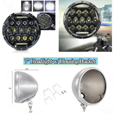 7inch LED Headlight w/ Headlight Housing Bucket For Yamaha Royal Venture XVZ1300 Foto 1 de 4