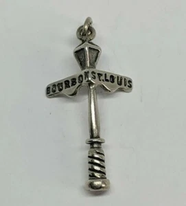 Vintage Sterlingsilber (0,925) Bourbon St. Louis Straßenschild Leuchtmast Charm - Bild 1 von 3