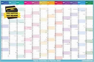 2025 Yearly Wall Calendar - Large Yearly Calendar 2025, Jan 2025 - Dec 2025, 38. - Picture 1 of 7