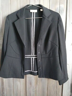 Blazer COLDWATER CREEK preto sólido feminino tamanho 6 Business Wear - Imagem 1 de 4
