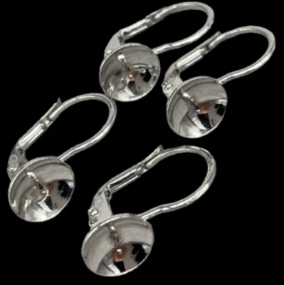 4 Pz.Montature orecchini perle semilavorato argento 925 8mm monachella 1,4x1,8cm - Immagine 1 di 4