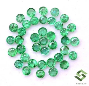 Lote de 30 piedras preciosas sueltas sin tratar de 1,16 CTS de corte redondo esmeralda natural de 2 mm - Imagen 1 de 6