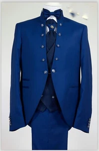 ABITO UOMO SPOSO COREANO FIRMATO FUSTENBERG BLU ABITO CERIMONIA WEDDING MAN - Imagen 1 de 11