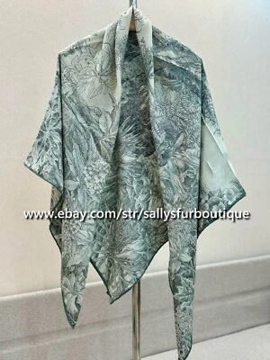 Sallys 70% Cashmere & 30% Silk Wrap Scarf Garden Print Double Face Shawl 53" - Image 1 of 4