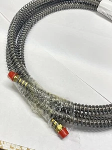 180" x 1/4" SS Braided Hose w/ Brass Fittings / Steel Spring Guard  - Picture 1 of 4
