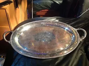 Oval versilbert eingerückt Serviertablett - Bild 1 von 1