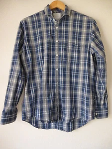 Camisa Billy Reid Para Hombres Corte Mediano Estándar Gris Algodón Cuadros Pecho Bolsillo Recortado - Imagen 1 de 12