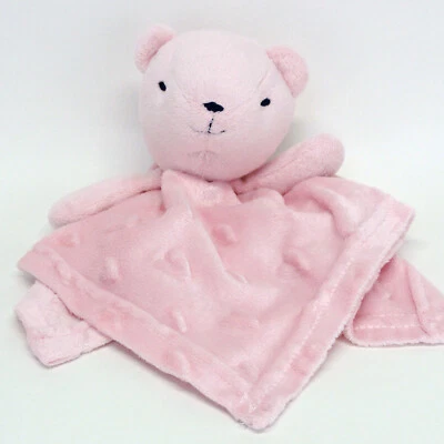 Starting Out Pink  Bear Lovey Minky Heart Dots Baby Security Blanket - Image 1 of 4