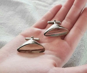 Vintage antike abstrakte dreieckige Metall Manschettenknöpfe, 50er oder 60er Jahre - Bild 1 von 5