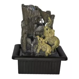 Elephant Paradise Indoor Fountain LED Meditation Water Feature Office,Home Decor - Picture 1 of 1