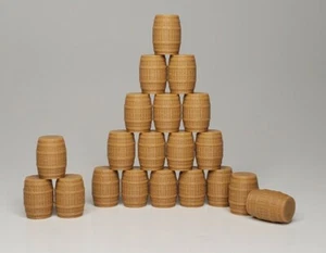 (20) - Brown Wood Barrels HO Scale Unfinished Walthers Herpa Promotex Wiking NEW - Picture 1 of 11