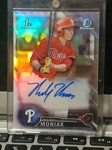 Mickey Moniak 273/499 Rookie auto 2016 1St Bowman Chrome Refractor Rc - Picture 1 of 2
