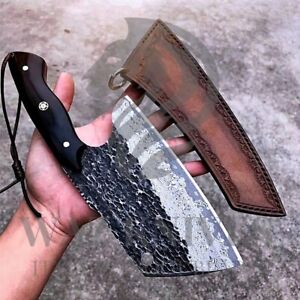 Hand Forged VG10 Damascus Serbian Outdoor Butcher's Knife Raindrop Chefs Knife
