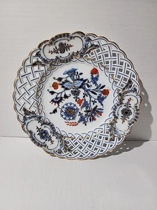 Auténtico Plato Reticulado Meissen - Pintado a Mano Rosa Espadas Cruzadas Marca - Imagen 1 de 7