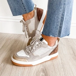 Shu Shop Sneakers 8 Romi Women’s EU 38 Taupe Suede Gold Low Top - Picture 1 of 5