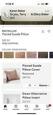 Funda de almohada de gamuza Pottery Barn - palo de rosa  Foto 1 de 3