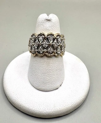Anillo de oro amarillo de 14 quilates con banda de diamantes naturales de 0,48 quilates talla 7,25 Foto 1 de 4