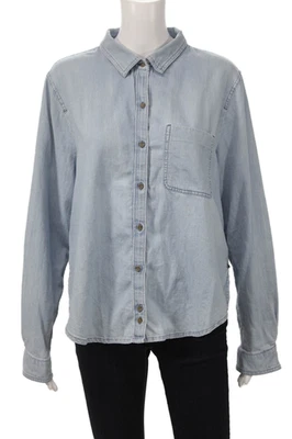 prAna Womens Collared Organic Cotton Long Sleeve Button Up Light Blue Size L - Image 1 of 4