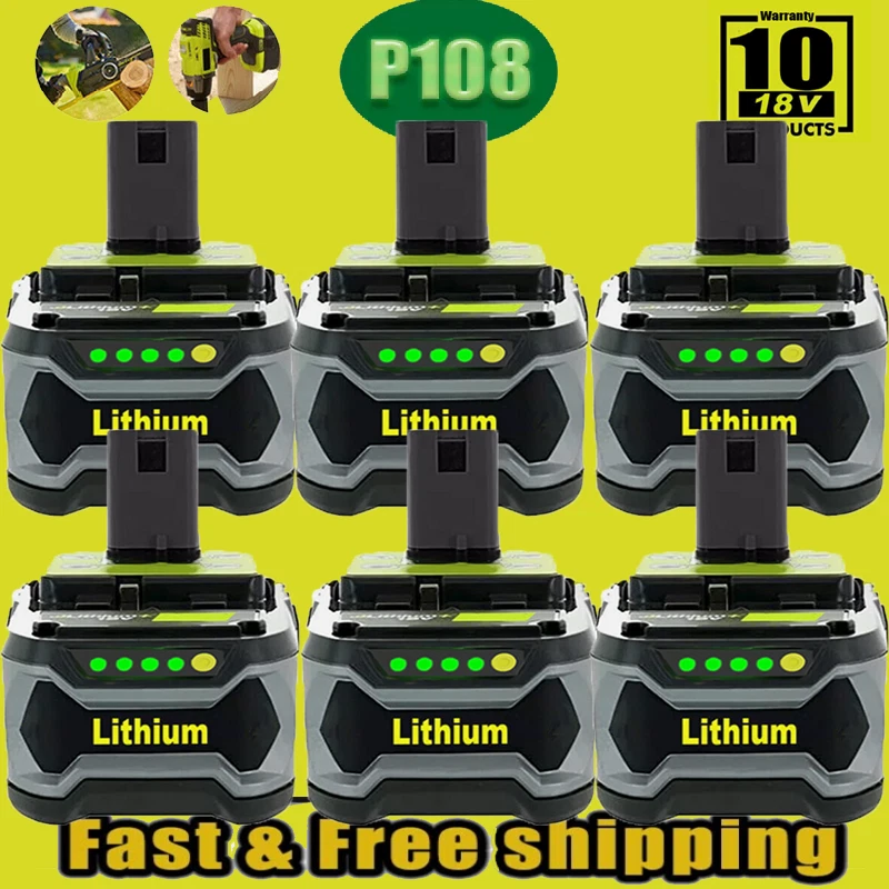 POUR RYOBI 2x 5.0Ah pour batterie Ryobi 18V Lithium One Plus RB18L50 P108 RB18L40 8.0AH FR