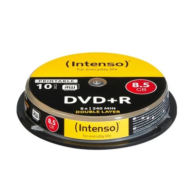 Intenso DVD+R DL 8,5GB/240 min. beschreibbar Cakebox/Spindel 10 Discs Rohlinge - Bild 1 von 2