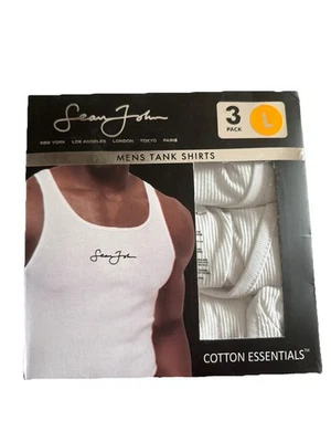 SEAN JOHN 3 PK HOMBRES Acanalado BLANCO CAMISETA SIN MANGAS TALLA GRANDE NUEVA Foto 1 de 2