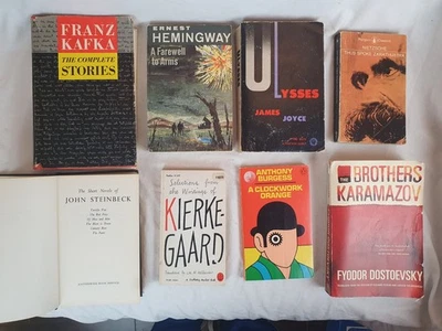 Classic Lit Lot (8) Kafka, Hemingway, Joyce, Dostoyevsky, Steinbeck, Burgess  VG - Image 1 of 4