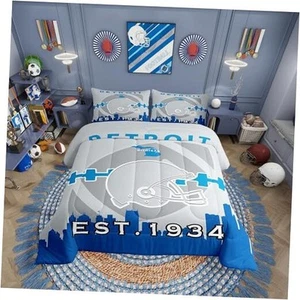  Football Comforter Set - Sports Bedding for Boys, American King Detroit - Picture 1 of 8