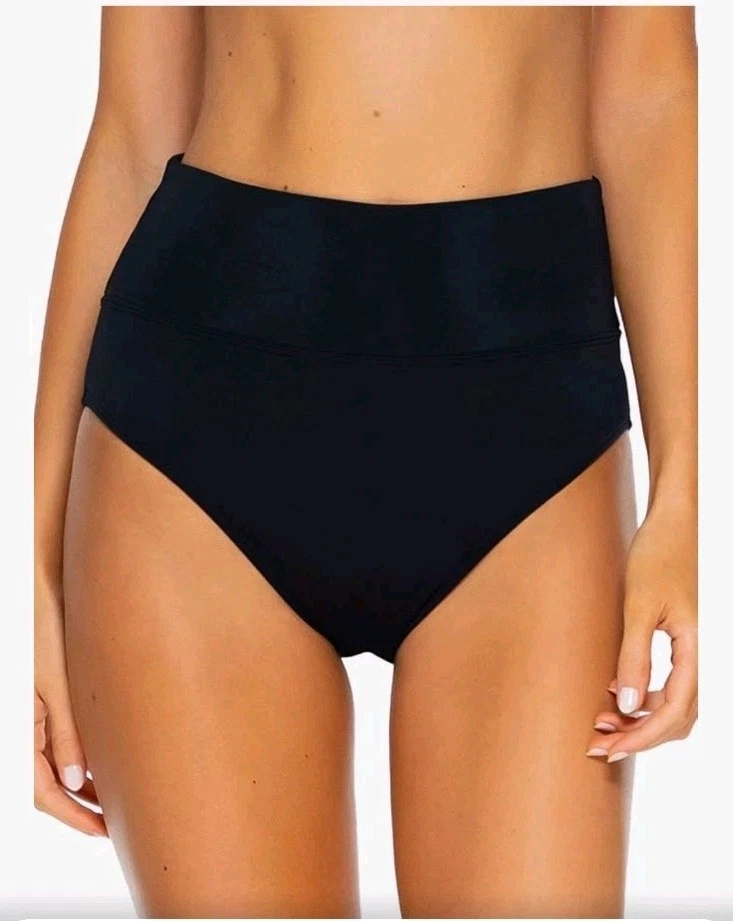 Sunsets BLACK Fold-Over High-Waist Bikini Swim Bottom US X-Large
