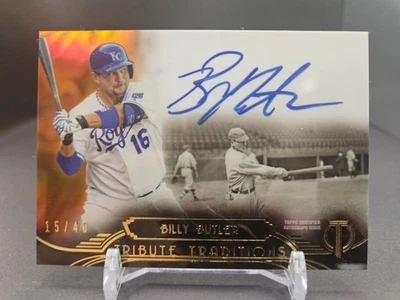 2014 Tribute Tradition Billy Butler Kansas City Royals Sepia Auto 15/40 - Image 1 of 2