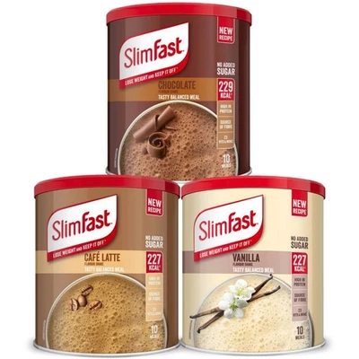 SlimFast Meal Replacement Shake Powder Chocolate, Cafe Latte & Vanilla 10 Meals - Image 1 of 4