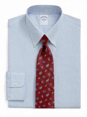 Corbata de seda Brooks Brothers para hombre rojo rubí azul blanco tejida en relieve cachemira Foto 1 de 4