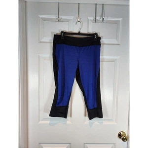 Women's sz L Black Blue Fitted Athletic Capri Pants by Danskin Now - Picture 1 of 3