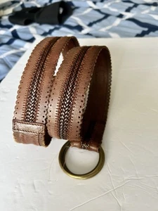 American Eagle Damen braun Leder Gürtel Größe M/LG 40 "in Länge Doppelring - Bild 1 von 12