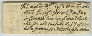 Lettre 1615 de Rome pour prieur du Puy. Compte de testons (argent). Prison. - Picture 1 of 2